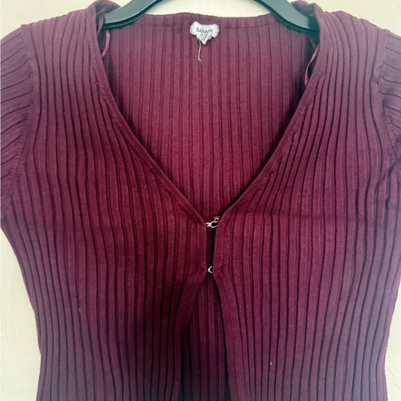 Garage Deep burgundy Ribbed Crop Top - Picture 2 of 3